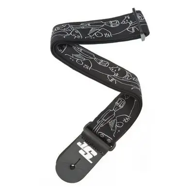 D'Addario 50JS05 Joe Satriani Textile guitar strap Silver Sketches