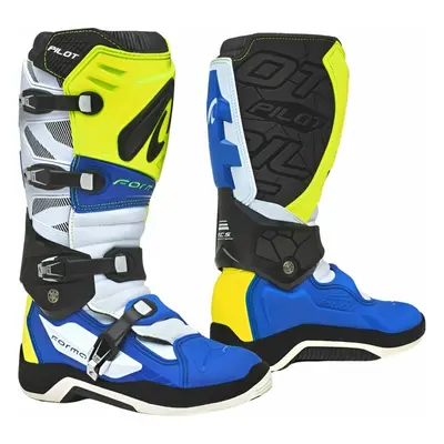 Forma Boots Pilot Yellow Fluo/White/Blue Motorcycle Boots