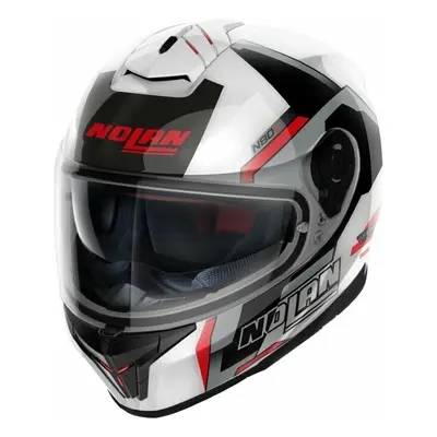 Nolan N80-8 Wanted N-Com Metal White Red/Black/Silver Helmet