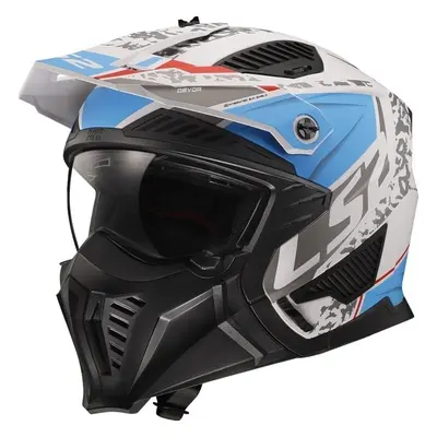 LS2 OF606 Drifter Devor Matt White/Blue Helmet