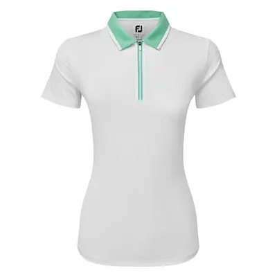 Footjoy Colour Block Lisle White/Mint Polo Shirt