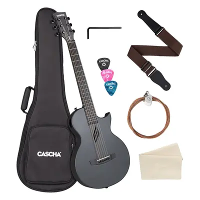 Cascha Carbon Fibre Acoustic Guitar Black Matte Folk Guitar