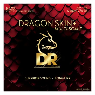 DR Strings Dragon Skin+ Coated Steel 6-String Medium Tapered Multi-Scale Bassguitar strings