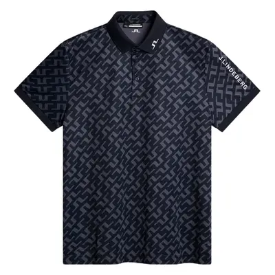 J.Lindeberg Tour Tech Regular Fit Print Bias Bridge Navy Polo Shirt