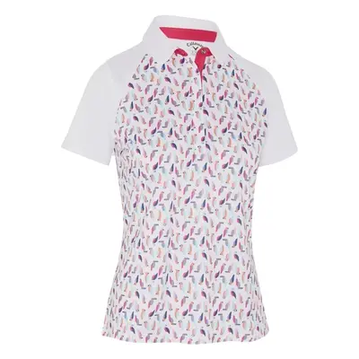 Callaway Birdie/Eagle Printed Short Sleeve Womens Brilliant White Polo Shirt