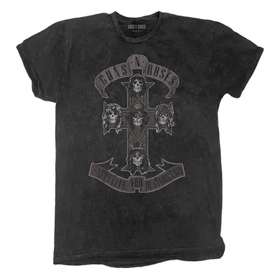 Guns N' Roses T-Shirt Monochrome Cross Unisex Dip-Dye on Black