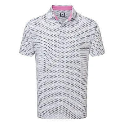 Footjoy Wasp Print Lisle White/Black/Pink Polo Shirt