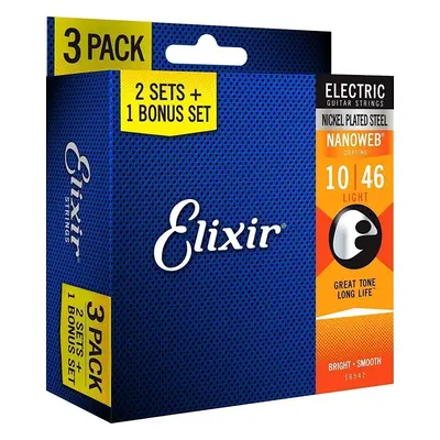 Elixir Nanoweb Electric Guitar Light Pack (10-46) E-guitar strings