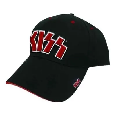 Kiss Cap Red on White Logo Black