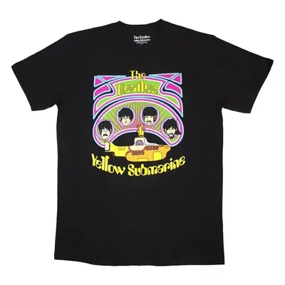 The Beatles T-Shirt Yellow Submarine Heads in Circles v2 Unisex Black