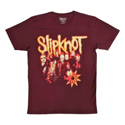 Slipknot T-Shirt The End So Far Group Photo Tribal Nonogram Unisex Maroon Red