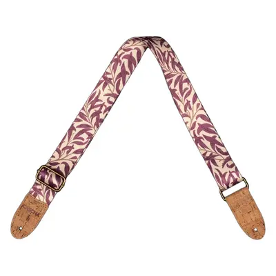 Cascha CGS-VC4 Vegan Cork Textile guitar strap Mauve Leaves