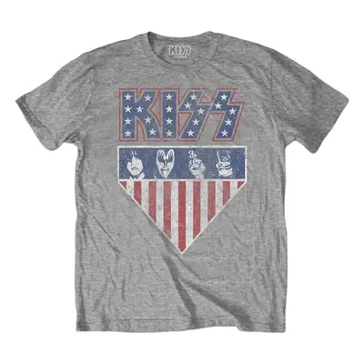 Kiss T-Shirt Stars And Stripes Unisex Grey