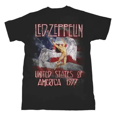 Led Zeppelin T-Shirt Stars N' Stripes USA '77. Unisex Black