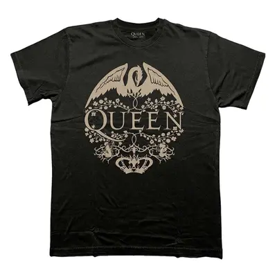 Queen T-Shirt Floral Crest Mono Unisex Black