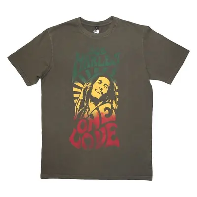 Bob Marley T-Shirt One Love Gradient Stone Wash Unisex Green