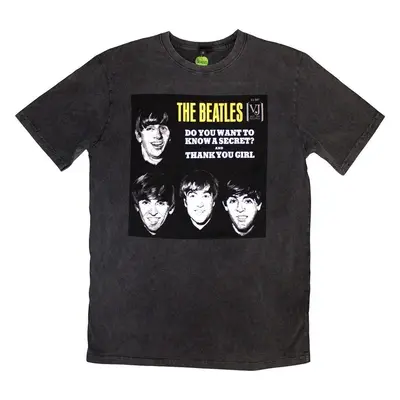 The Beatles T-Shirt VJ Secret Sleeve Stone Wash Unisex Charcoal Grey