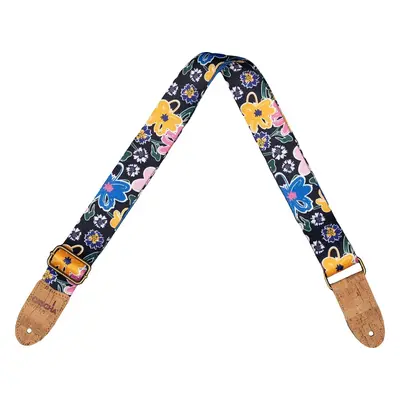 Cascha CGS-VC5 Vegan Cork Textile guitar strap Floral Sketch