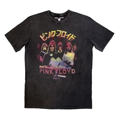 Pink Floyd T-Shirt Japan Poster Stone Wash Unisex Charcoal Grey