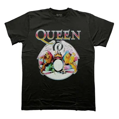 Queen T-Shirt Multi Colour Crest Unisex Black