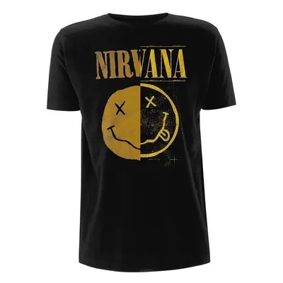 Nirvana T-Shirt Spliced Happy Face Black