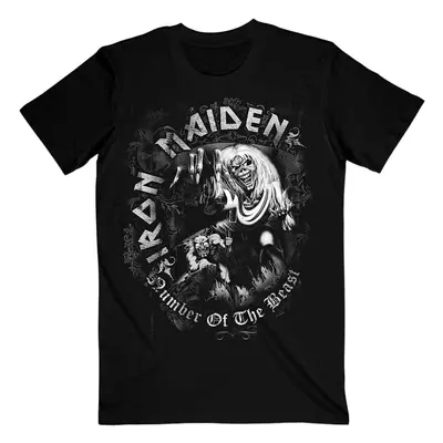 Iron Maiden T-Shirt Number Of The Beast Grey Tone Unisex Black