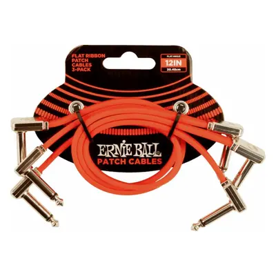 Ernie Ball 12" Flat Ribbon Patch Cable Red 3-Pack cm Angled - Angled Patch Cable