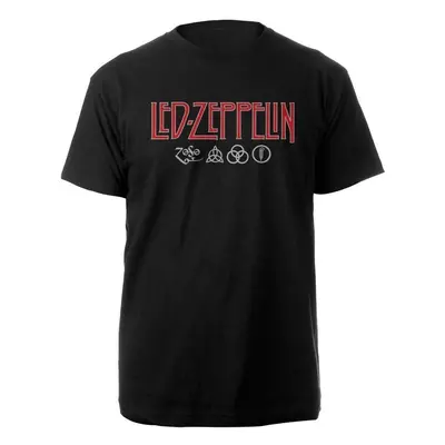 Led Zeppelin T-Shirt Logo & Symbols Unisex Black