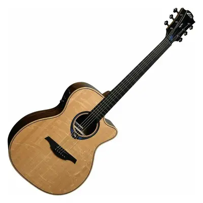 LAG Tramontane HyVibe Auditorium Cutaway Natural electro-acoustic guitar