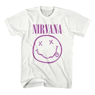 Nirvana T-Shirt Purple Happy Face Unisex White