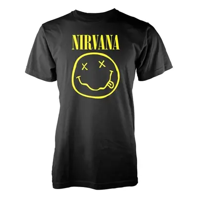 Nirvana T-Shirt Yellow Happy Face Unisex Black