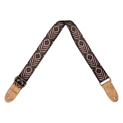 Cascha CGS-VC9 Vegan Cork Textile guitar strap Green Chevron