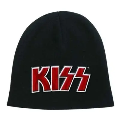 Kiss Hat Red on White Logo Black