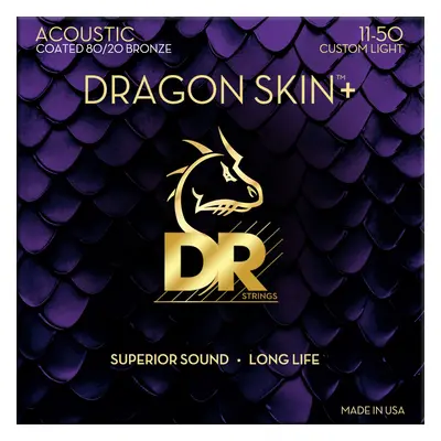 DR Strings Dragon Skin+ Coated 80/20 Custom Light Guitar strings