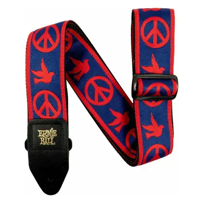 Ernie Ball Classic Jacquard Textile guitar strap Red & Blue Peace Love Dove