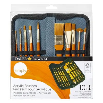 Daler Rowney Simply Acrylic Brush Gold Taklon Synthetic Set of Brushes pcs