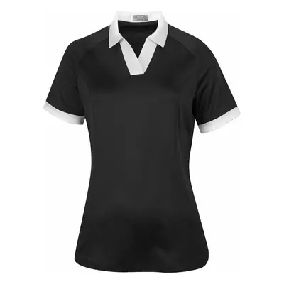 Callaway Womens Short Sleeve V-Placket Colourblock Caviar Polo Shirt