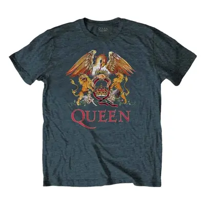 Queen T-Shirt Classic Crest Unisex Heather Blue