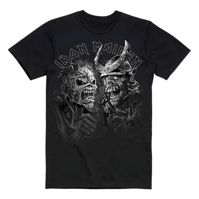 Iron Maiden T-Shirt Senjutsu Large Grayscale Heads Unisex Black