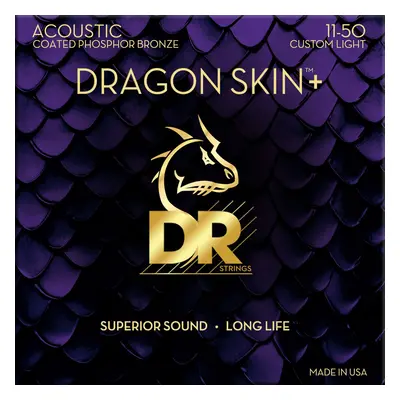 DR Strings Dragon Skin+ Coated Phosphor Bronze Custom Light Guitar strings