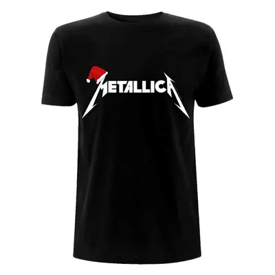 Metallica T-Shirt Santa Hat Logo Unisex Black