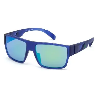 Adidas SP0006 91Q Transparent Frosted Eletric Blue/Grey Mirror Green Blue Sport Glasses