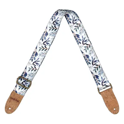 Cascha CGS-VC3 Vegan Cork Textile guitar strap Blue Twigs