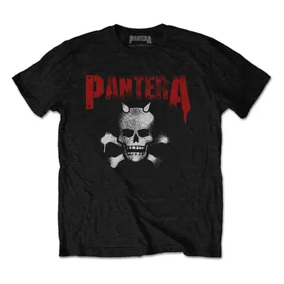 Pantera T-Shirt Horned Skull Stencil Unisex Black