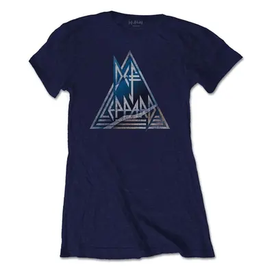 Def Leppard T-Shirt Triangle Logo Womens Navy Blue