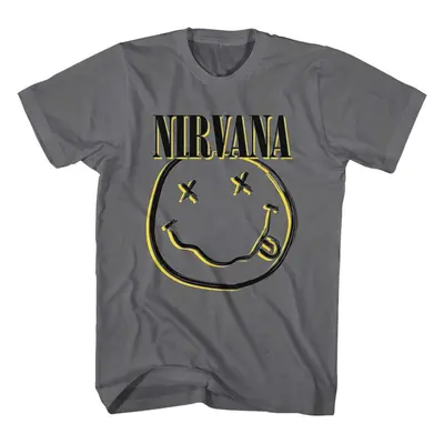 Nirvana T-Shirt Inverse Happy Face Unisex Charcoal Grey