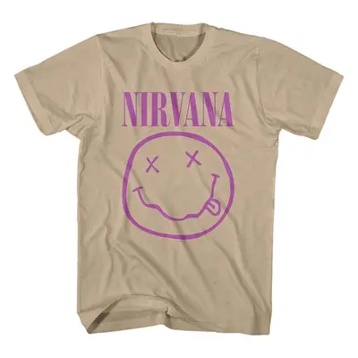 Nirvana T-Shirt Purple Happy Face Unisex Sand