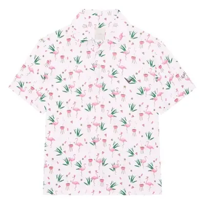 Callaway Boys All Over Flamingo Printed Bright White Polo Shirt