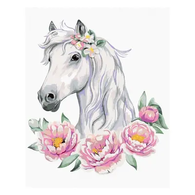 Zuty Diamond Art White Horse With Peonies