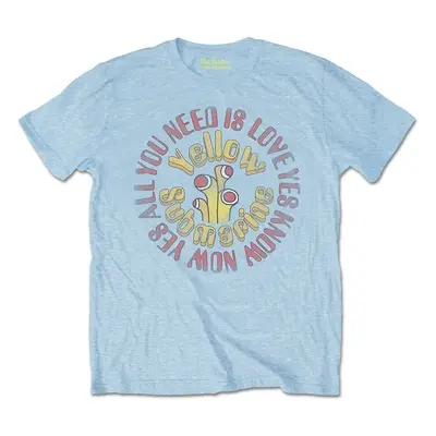 The Beatles T-Shirt Yellow Submarine All You Need Is Love Circle Vintage Unisex Light Blue